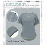 Deer Lady Tops for Women Trendy High Low Short Sleeve Summer T Shirts Casual Loose Fit Tshirt Basic Crew Neck Curved Top size M