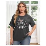 Anbech Plus Size Tshirt for Women Crewneck Graphic Tees Summer Outfits Short Sleeve Casual Shirt 3XL