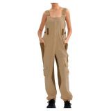CHERFLY Jumpsuits for Women Summer Casual Baggy Overalls Adjustable Straps Outfits Size S