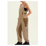 CHERFLY Jumpsuits for Women Summer Casual Baggy Overalls Adjustable Straps Outfits Size S