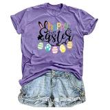 Happy Easter Shirts for Women Egg Bunny Rabbit Letter Printed Graphic Short Sleeve Tees Holiday Tops XXL