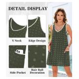 Urchics Swimsuit Coverup for Women 2025 Summer Beach Bathing Suit Cover Up Swiss Dot Sleeveless V Neck Tank Mini Sun Dress XL