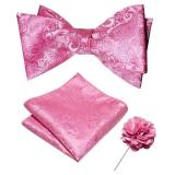 RBOCOTT Paisley Self Tie Bow Tie and Pocket Square Lapel Pin Sets for Men