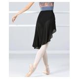 Asymmetric Teen Girls Ballet Skirts Wrap Knee Length Chiffon Dance Cover up for Aerial Yoga, Swim, Beach, Skating M
