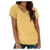 Womens 3 Packs Short Sleeve Shirts Soft V Neck T-Shirts Loose Fit Lightweight Basic Tee Tops size M