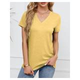 Womens 3 Packs Short Sleeve Shirts Soft V Neck T-Shirts Loose Fit Lightweight Basic Tee Tops size M
