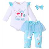 Infant Baby girl easter clothes baby toddler easter day outfit set My 1st easter outfit 0-12m
