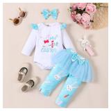 Infant Baby girl easter clothes baby toddler easter day outfit set My 1st easter outfit 0-12m
