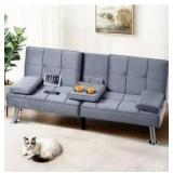 FLEXISPOT XCT3 Convertible Futon Sofa Bed with USB and Type-C Ports, Adjustable Backrest, Foldable