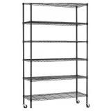 Wire Shelving Unit Storage Cart Metal Shelf Rolling Utility Cart 2100Lbs Capacity with 6 Tier Casters Adjustable Layer Rack Strong Steel for Restaurant Garage Pantry Kitchen,Black