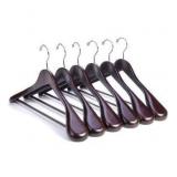 Nature Smile Luxury Mahogany Wooden Suit Hangers - 6 Pack - Wood Coat Hangers,Jacket Outerwear Shirt Hangers,Glossy Finish with Extra-Wide Shoulder, 360 Degree Swivel Hooks & Anti-Slip Bar with Screw