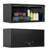 Metal Garage Cabinet with Doors, Wall Mounted Storage Cabinet, Floating Tool Cabinet for Basement, Kitchen, Warehouse (Black