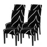Dining Room Chair Covers Set of 6, Stretch Parsons Chair Slipcovers Super Fit Spandex Removable Washable Kitchen Chair Protector Cover for Dining Room, Hotel, Ceremony (Black)