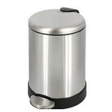Glad Small Trash Can  1.2 Gallon | Round Stainless Steel Garbage Bin with Soft Close Lid & Step Foot Pedal | Metal Waste Basket with Removable Inner Bucket  Stainless