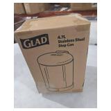 Glad Small Trash Can  1.2 Gallon | Round Stainless Steel Garbage Bin with Soft Close Lid & Step Foot Pedal | Metal Waste Basket with Removable Inner Bucket  Stainless