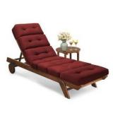 Weather Chaise Lounge Cushions Outdoor Lounge Chair Cushion, Waterproof Memory Foam Chaise Lounger Chair Cushion Replacement for Outdoor Patio Furniture with Non-Slip Back and Ties, Red