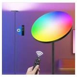 FULSUNT RGB Torchiere Floor Lamps for Living Room, 32W/3200LM Bright LED Standing Lamp with Remote, Modern Color Changing Tall Lamp with Stepless Dimming, 69\" Corner Floor Lamp for Bedroom, Office