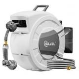 SILVEL Retractable Garden Hose Reel, 1/2 in x 100ft Wall Mount Heavy Duty Automatic Hose Reel with 10 Pattern Nozzle, Any Length Lock & Slow Return System, 180°Swivel Bracket Upgraded UV Resistant
