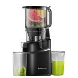 AMZCHEF Juicer Machines, 5.8\" Extra Self-Feeding Cold Press Juicer for Whole Vegetable & Fruit, Juice Extractor Machine with Large Auger & Triple Strainers, Easy to Clean, High Juice Yield, Black