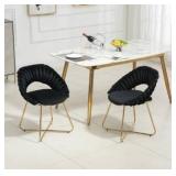Dining Chair Set of 2 with Backrest and Metal Feet, Modern Upholstered Chairs for Dining Room, Kitchen, and Living Room, Decorative Sofa Chairs