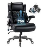 Big and Tall 700lbs Office Chair - Adjustable Lumbar Support 3D Flip Arms Heavy Duty Metal Base&Wheels, High Back Large Executive Computer Desk Chair, Thick Padded Ergonomic Design for Back Pain
