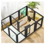 FXW AuraSpace Acrylic Indoor Dog Playpen for Small and Medium Dogs, 30 Inch, 12 Panels, Black