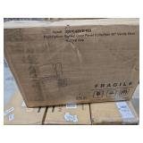 Fluted Makeup Vanity Desk with Large 35\" HD Lighted Mirror, 48\" Mid Century Modern Glass Top Vanity Table with 5 Drawers & Adjustable Shelf, Dressing Table w/Charging Station for Bedroom, Natural Oa