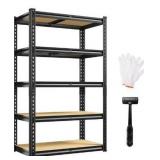 REIBII Storage Shelves 5 Tier Adjustable Garage Shelving Heavy Duty Metal Shelving 2020LBS Metal Shelf 59.8\" H Pantry Shelf for Garage Pantry Closet Kitchen Basement 28\" W x 12\" D x 59.8\" H, Black