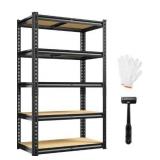 REIBII Storage Shelves 5 Tier Adjustable Garage Shelving Heavy Duty Metal Shelving 2020LBS Metal Shelf 59.8\" H Pantry Shelf for Garage Pantry Closet Kitchen Basement 28\" W x 12\" D x 59.8\" H, Black