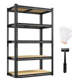 REIBII Storage Shelves 5 Tier Adjustable Garage Shelving Heavy Duty Metal Shelving 2020LBS Metal Shelf 59.8\" H Pantry Shelf for Garage Pantry Closet Kitchen Basement 28\" W x 12\" D x 59.8\" H, Black