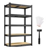 REIBII Storage Shelves 5 Tier Adjustable Garage Shelving Heavy Duty Metal Shelving 2020LBS Metal Shelf 59.8\" H Pantry Shelf for Garage Pantry Closet Kitchen Basement 28\" W x 12\" D x 59.8\" H, Black