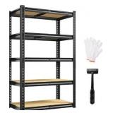 REIBII Storage Shelves 5 Tier Adjustable Garage Shelving Heavy Duty Metal Shelving 2020LBS Metal Shelf 59.8\" H Pantry Shelf for Garage Pantry Closet Kitchen Basement 28\" W x 12\" D x 59.8\" H, Black
