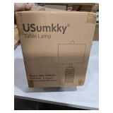 USumkky 20.5 inches Modern Ceramic Dark Blue Bedside Lamp Set of 2 for Bedroom Decor Farmhouse Table Lamp for Living Room Office Dorm