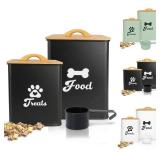Dog Treat Container 2PCS, Dog Food Storage Container with Lids Airtight, Dog Treat Jars for Kitchen Counter-7+3Lbs, Small Dog Cookie Jar for Storage, Pet Treat Container (Upgraded) Black
