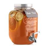 1 Gallon Drink Dispenser with Spigot 18/8 Stainless Steel Airtight & Leakproof Glass Sun Tea Jar with Anti-Rust Lids, Beverage Dispenser for Parties - Laundry Detergent Holder