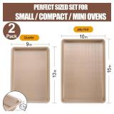 JOHO BAKING Cookie Sheets for Baking Nonstick, 2 Pack Heavy Duty 0.8mm Baking Sheet Pan Set Quarter(9x13in) & Jelly Roll(10x15in) with Diamond Texture, Gold Commercial Grade, Small Oven Safe