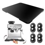 360° Rolling Tray Bamboo Appliance Slider for Kitchen Appliances, for Breville Espresso Machine Accessories, Sliding Tray for Coffee Maker Appliances Mat Easily from Under The Cabinet Black 13\" 15.7