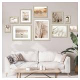 Egofine 8x10 Picture Frames Set of 4, Made of Solid Wood Covered by Plexiglass 4x6 and 5x7 with Mat or 8x10 without Mat, for Table Top Display and Wall Mounting Photo Frame Distressed Wood Grain