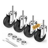 HOLKIE Caster Wheels 3 inch with No Brake Stem Casters, 5/16\" -18 x 1-1/2\" (Stem Diameter 5/16\", Stem Length 1-1/2\") Threaded Swivel Casters Set of 4 Heavy Duty Castors Black