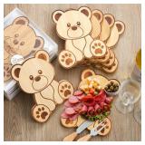 Ziliny 1 Set Baby Shower Prizes Bear Shaped Cheese Board with Cheese Knives and Forks Baby Shower Party Favors Gift Box for Wedding Bridal Birthday Gender Reveal Favor (Bamboo Color)