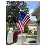 White Flag Poles for Outside House - 5ft Tangle Free Flag Pole for House,Heavy Duty Metal Flagpole Hardware for 3x5 American Flags,Outdoor Flagpoles Mount for Porch,Car,Truck,Boat (without Bracket)