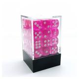 Bescon 12mm 6 Sided Dice 36 in Brick Box, 12mm Six Sided Die (36) Block of Dice, Translucent Pink