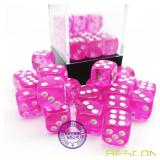 Bescon 12mm 6 Sided Dice 36 in Brick Box, 12mm Six Sided Die (36) Block of Dice, Translucent Pink