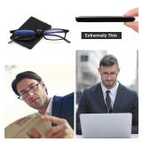 SKYOAK Evolved Folding Reading Glasses For Women Men Blue Light Blocking Anti UV Eyestrain Foldable Portable Compact Readers with Flat Hard Case Pocket Computer glasses 1.5 BLACK