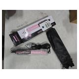 FARERY Mini Thermal Brush 3 Temperature Adjustable, 3/4 Inch Travel Curling Iron for Short Hair, Heated Round Brush for Touch ups and Small Curls, Travel Size Curling Wand, Dual Voltage, Pink