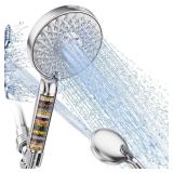 SR SUN RISE Filtered Shower Head with Handheld High Pressure 9 Spray Mode Showerhead Detachable Shower Head Water Softener Filters Beads for Hard Water Remove Chlorine 1 Filter Chrome