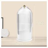 Ezebesta 1PCS Makeup Brush Holder Organizer with Clear Lid 360 Rotating Sliding Opening Dustproof Brushes Container for Vanity