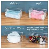 Koemehr Face Mask Dispenser Acrylic Masks Storage Box Hygiene Station with Cover for Disposable Masks, Tabletop Holder, High Clarity Mask Case for Home Office Car