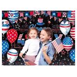 BINQOO 4th of July Banner Backdrop Independence Day Patriotic Party Photography Background Decorations for American National Day Happy July 4th Veterans Photo Booth Banner (7x5FT)
