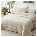 Bedsure Queen Comforter Set - Cooling and Warm Bed Set, Linen Reversible Bedding for All Season, 3 Pieces, 1 Queen Size Comforter (88\"x88\") and 2 Pillow Cases(20\"x26\")